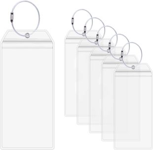 深圳现货行李牌PVC行李标签卡套透明密封邮轮拉杆箱吊牌配钢丝圈