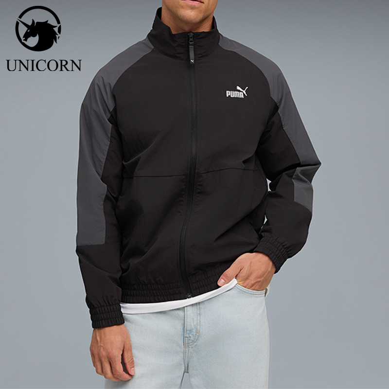 Puma/彪马正品2025秋季款男士刺绣运动休闲针织拼接外套691100-01