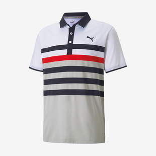 彪马官方正品 男子拼色条纹透气休闲短袖 Puma 新款 POLO衫 599115