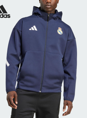 Adidas/阿迪达斯正品REAL ANTH JKT男士训练足球连帽外套KC3739