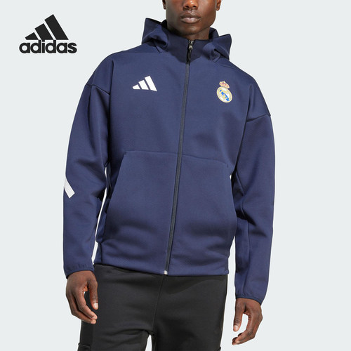 Adidas/阿迪达斯正品REAL ANTH JKT男士训练足球连帽外套KC3739