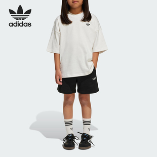 Adidas/阿迪达斯正品2025三叶草小童经典短袖短裤运动套装JD3105