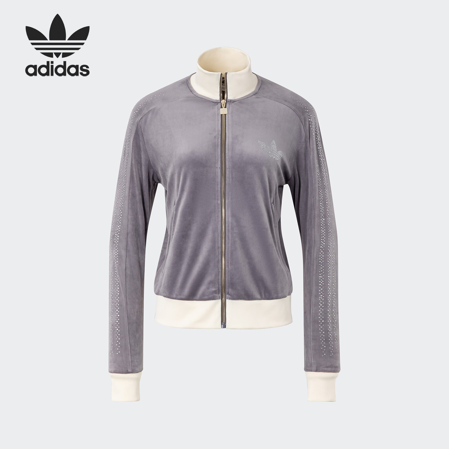 Adidas/阿迪达斯正品三叶草女士立领天鹅绒烫钻外套JY0214,运动服/休闲服装,运动茄克/外套,淘宝优惠券,粉丝福利购,淘宝优惠卷