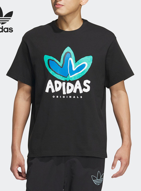 Adidas/阿迪达斯正品三叶草男士印花时尚圆领运动短袖IK8668