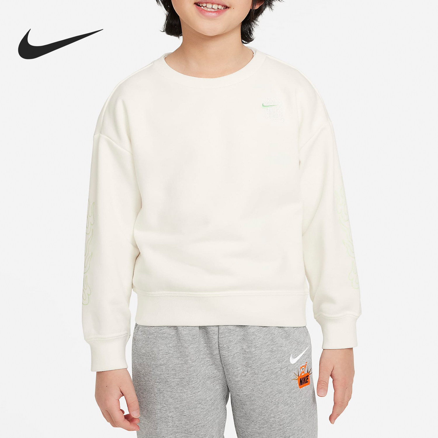 Nike/耐克正品2024新款小童针织休闲圆领套头卫衣HF7128-133