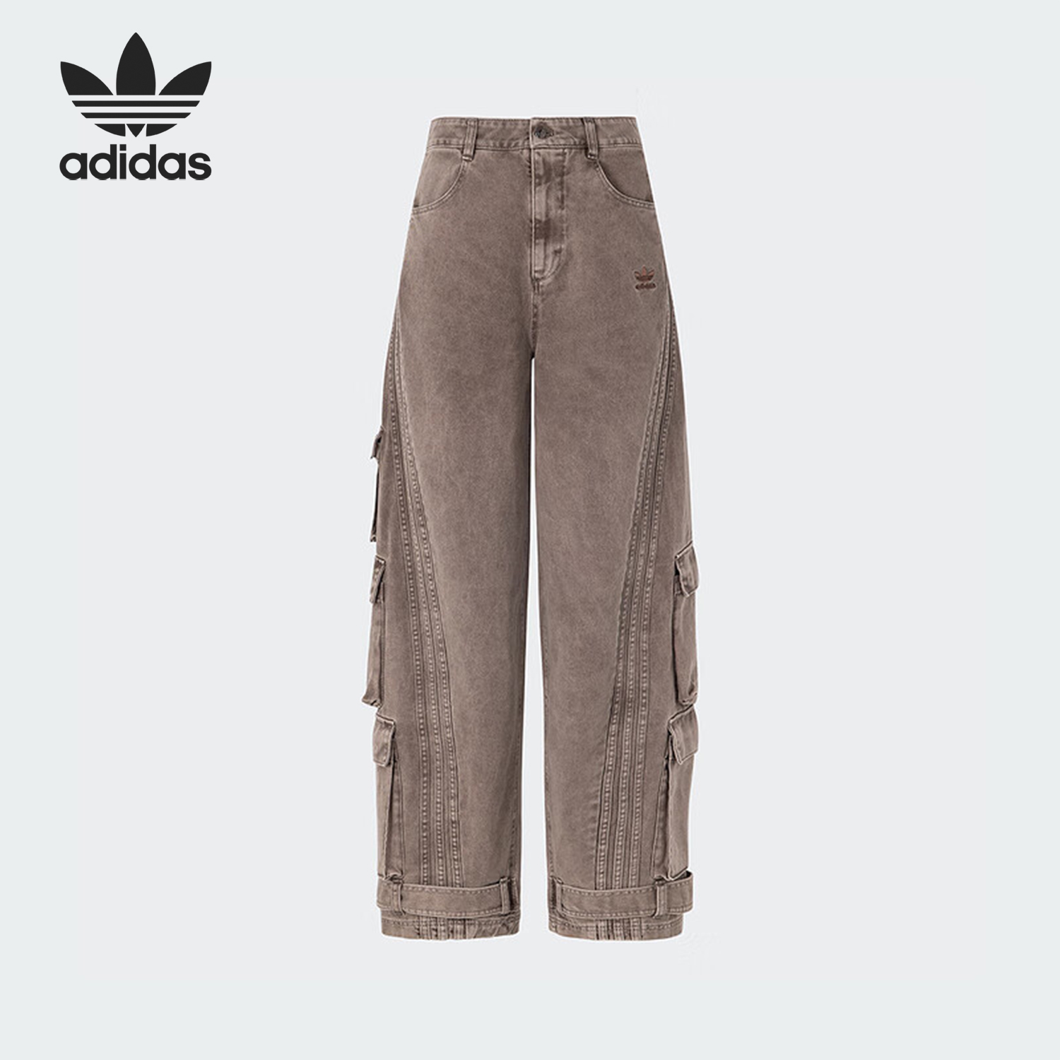 Adidas/阿迪达斯正品三叶草男女多口袋运动牛仔长裤KD4324