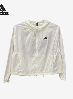 Adidas/阿迪达斯正品夏季女士拉链梭织连帽运动防晒外套KC6012