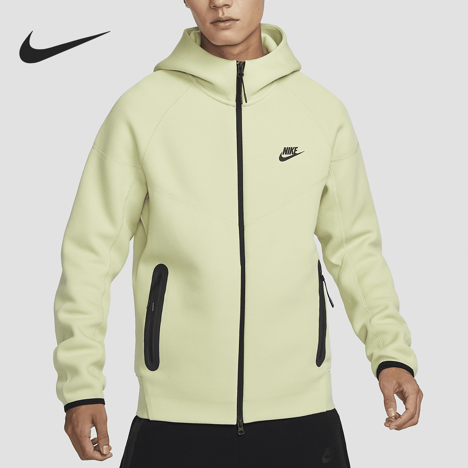 耐克男士全长拉链开襟连帽外套