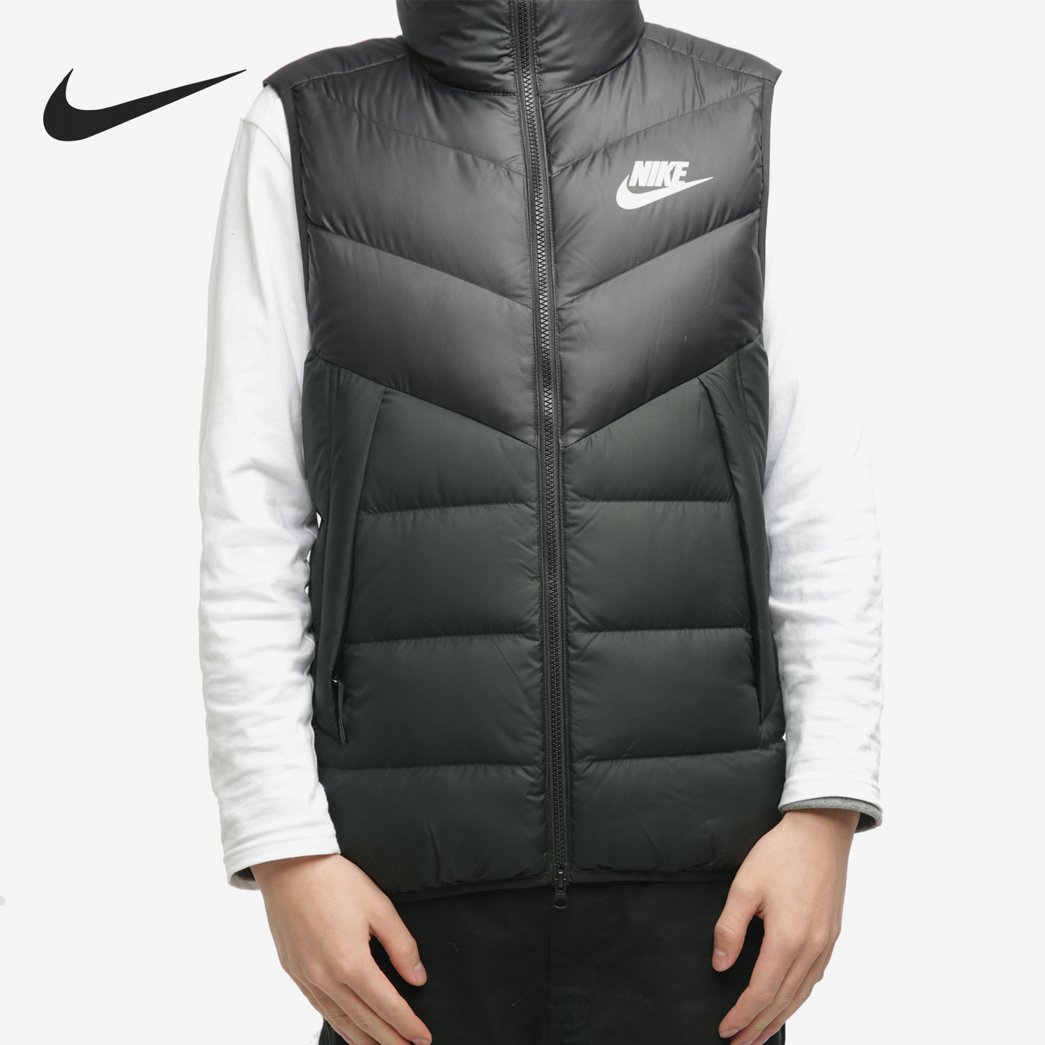 耐克男子冬季保暖立领羽绒马甲