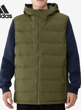 Adidas/阿迪达斯正品男子户外运动保暖连帽羽绒马甲GT9208