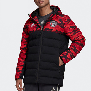 Adidas/阿迪达斯正品20/21曼联球员加厚连帽防风保暖羽绒服FR3871