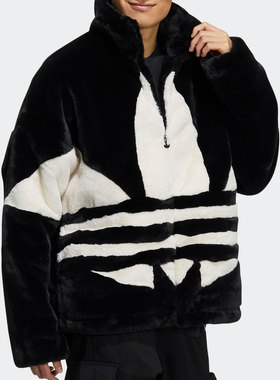 Adidas/阿迪达斯正品三叶草男女运动保暖立领毛绒外套 HC0323