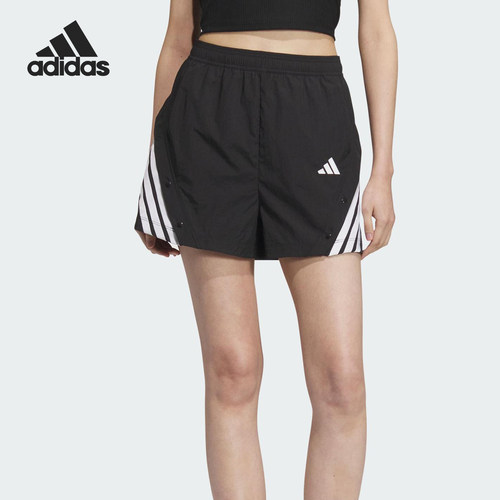 Adidas/阿迪达斯正品2025夏季女士梭织经典运动宽松短裤KE5852