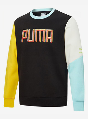 Puma/彪马正品COLORFUL EMB男女同款复古拼接圆领卫衣532180-01
