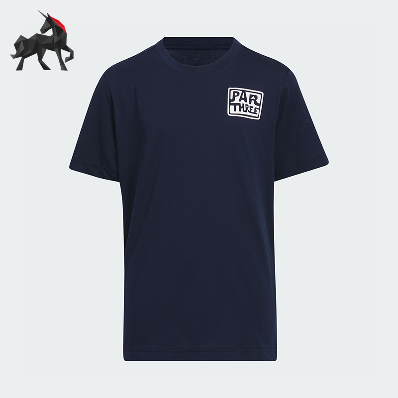 阿迪达斯新款儿童运动圆领短袖