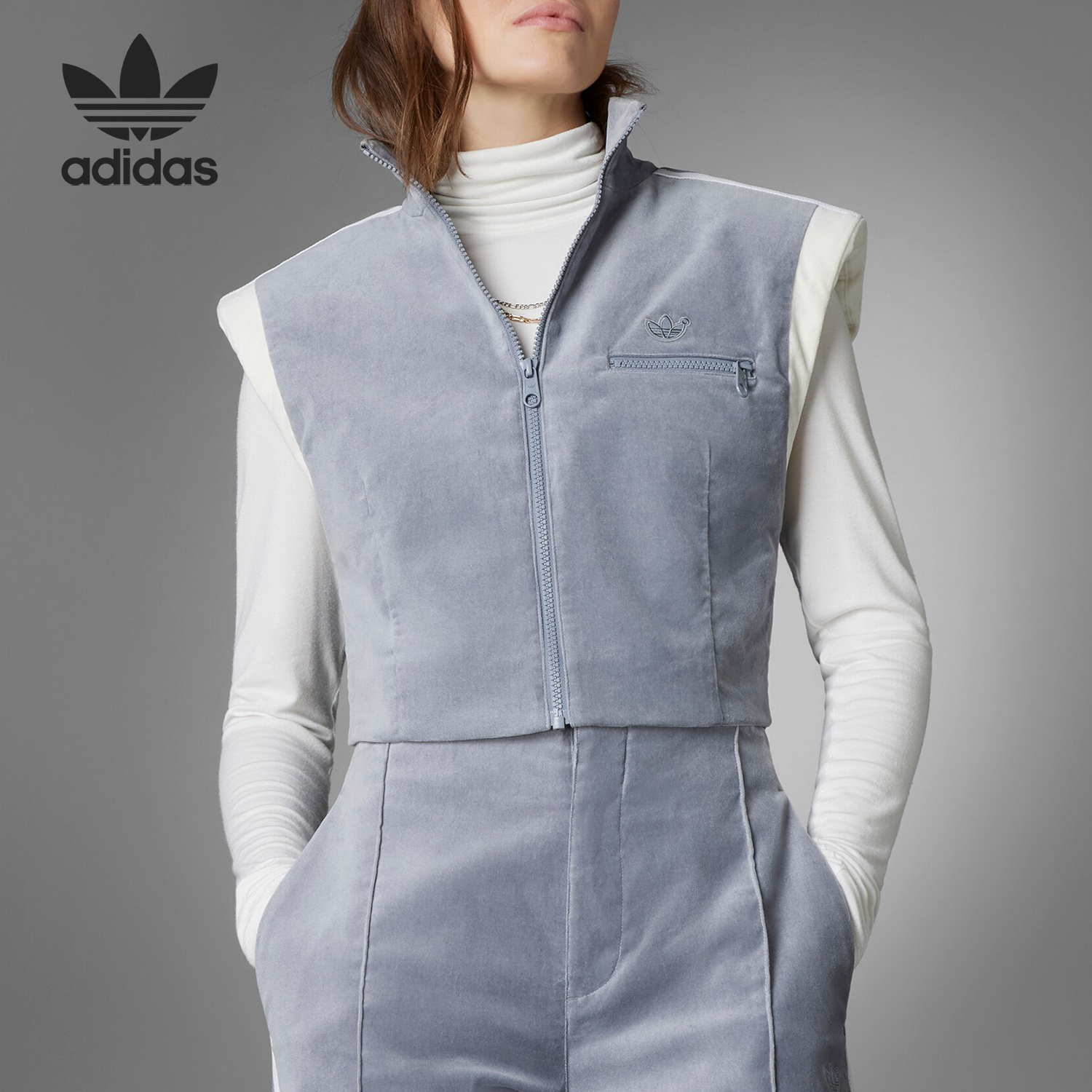Adidas/阿迪达斯正品三叶草女士短款运动无袖时尚马甲HN1001