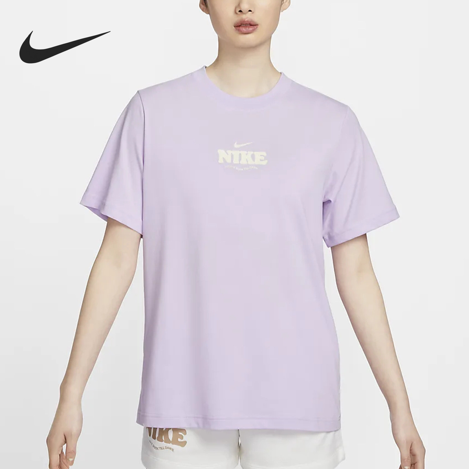 Nike/耐克正品SPORTSWEAR女士时尚圆领简约印花T恤HF6180-517