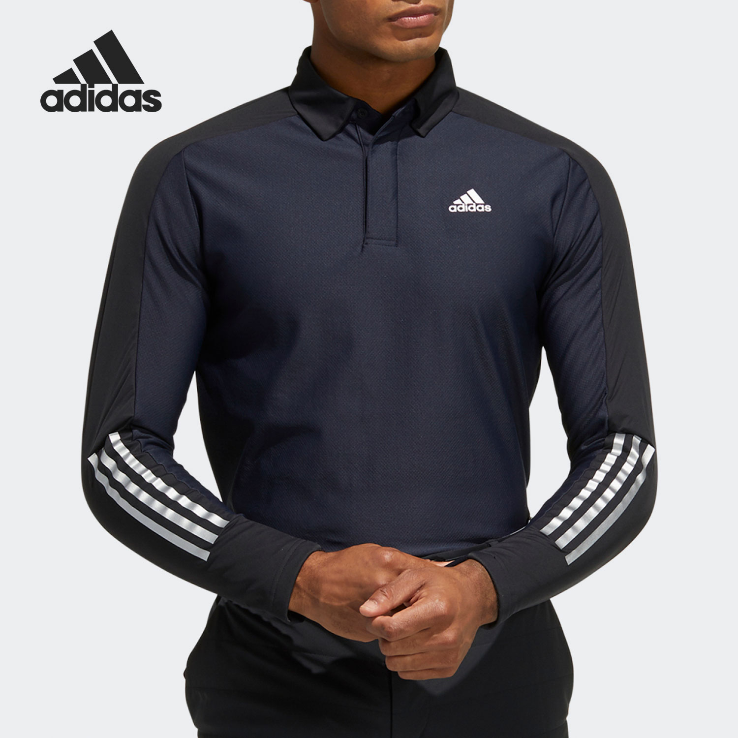 Adidas/阿迪达斯正品休闲男子时尚潮流运动长袖POLO衫 GT3424