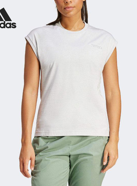 Adidas/阿迪达斯正品夏季女士户外运动经典圆领简约背心T恤IK9110