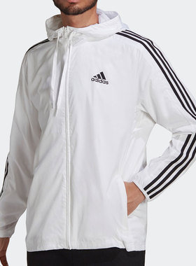 Adidas/阿迪达斯正品男子运动时尚休闲连帽夹克H14625