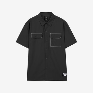 Skechers/斯凯奇正品2023新款男子运动休闲梭织衬衫短袖T恤