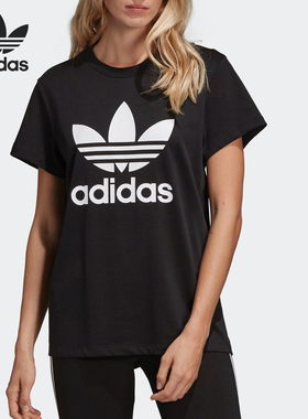 Adidas/阿迪达斯正品 三叶草经典大LOGO女子运动休闲短袖  DX2323