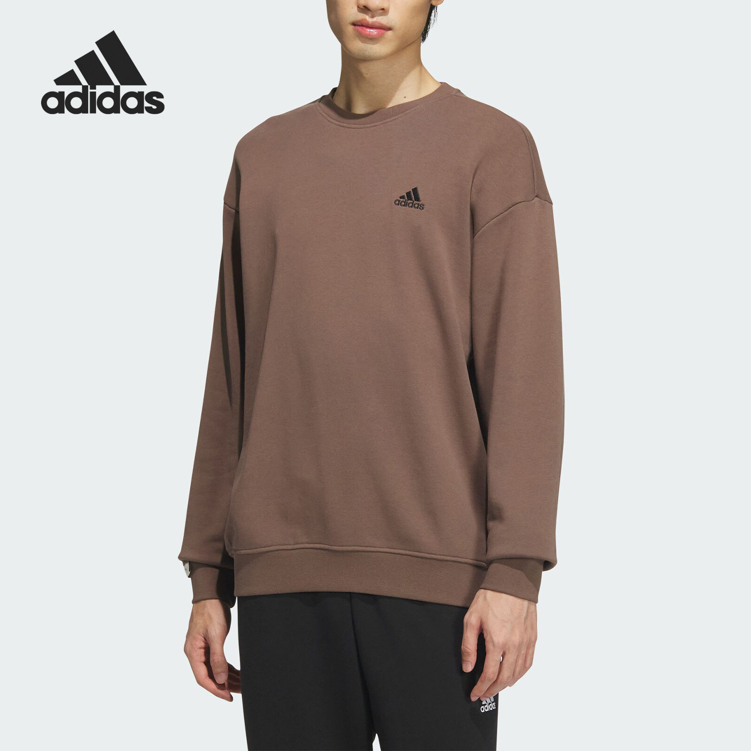 Adidas/阿迪达斯正品V LABEL FT CREW男女宽松复古卫衣JM9108