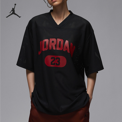 Nike/耐克正品JORDAN女士V领网眼透气运动宽松短袖HQ9223-010