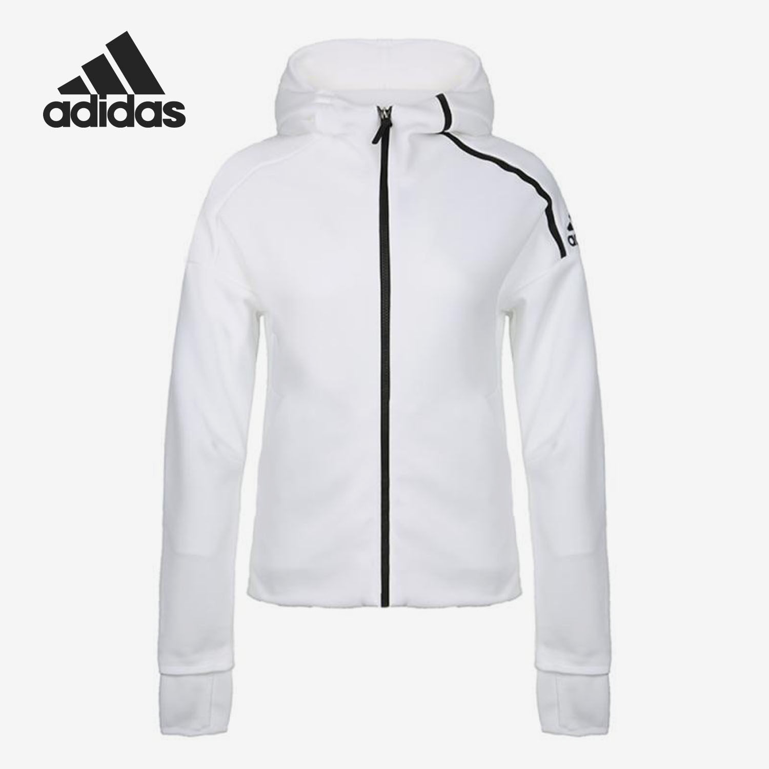 Adidas/阿迪达斯正品女装秋季ZNE连帽白色上衣运动外套DN8508