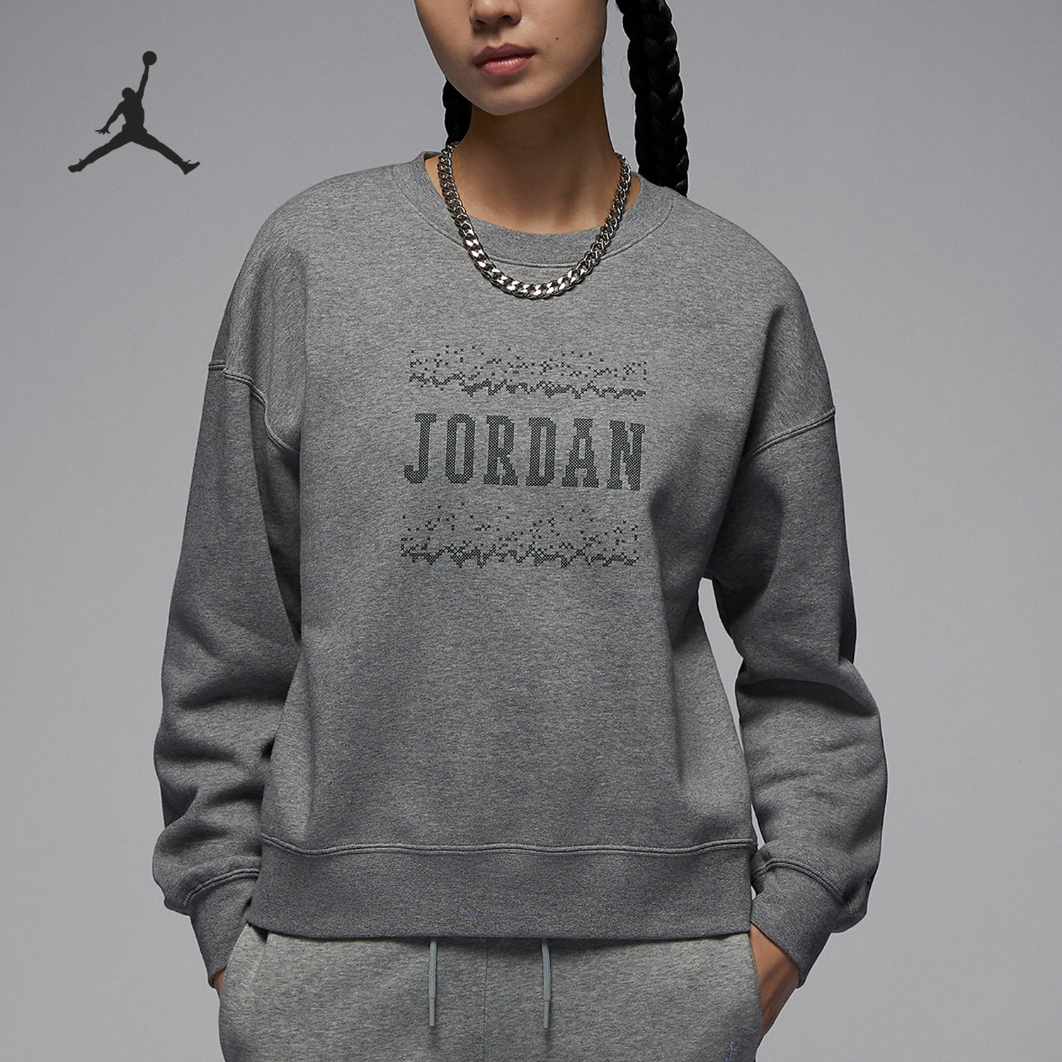 Nike/耐克正品Air Jordan女士圆领休闲运动卫衣FZ2140-091