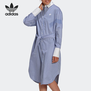 長袖 Adidas 阿迪達斯官方正品 三葉草女士寬松中長款 HB9410 襯衫