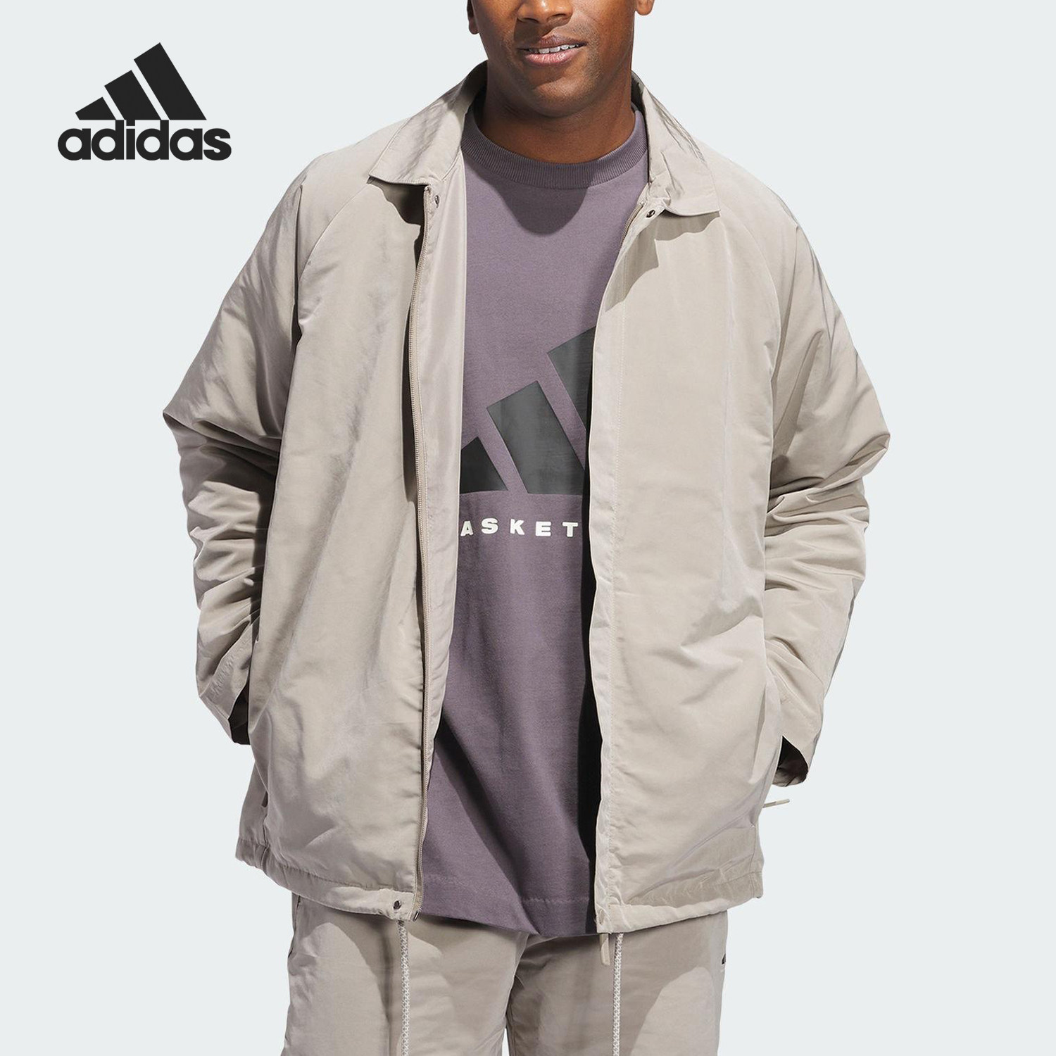 Adidas/阿迪达斯正品JACKET男女同款篮球宽松运动翻领外套JC7843