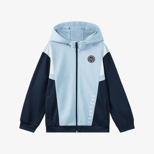 Skechers/斯凯奇正品当季新款儿童运动休闲连帽针织拉链外套