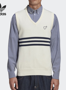 Adidas/阿迪达斯正品三叶草男士简约印花针织背心马甲GM4631