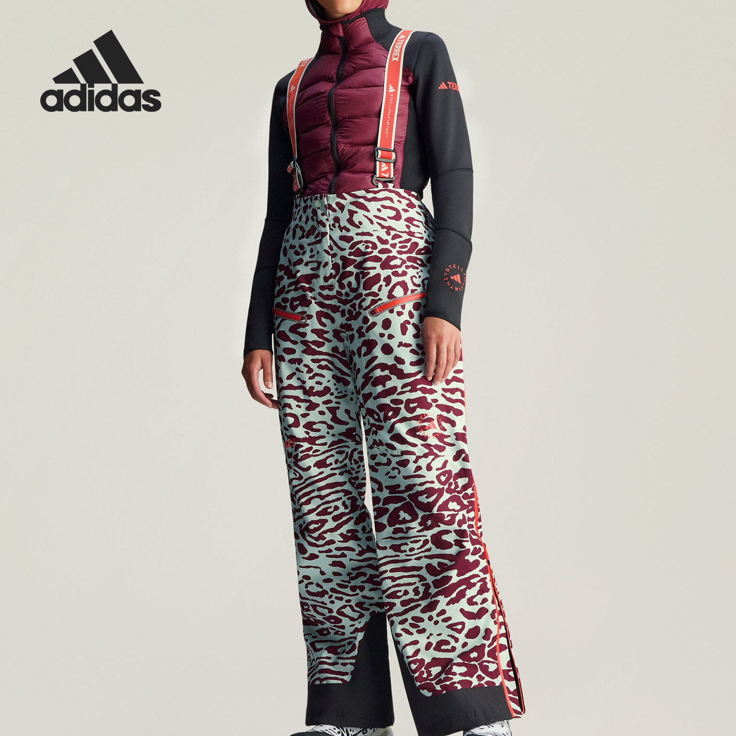 Adidas/阿迪达斯正品新款女士动物豹纹印花运动背带裤IW3872
