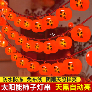 太阳能柿子灯彩灯2026年新款过新年灯笼户外庭院灯串挂树上氛围灯