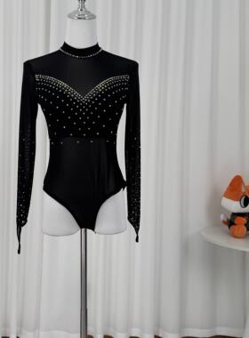 蝶迷舞新款肚皮舞练功服上衣气质轻奢烫钻显瘦百搭连档遮肚打底衫