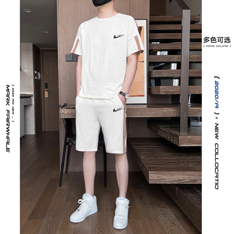 耐克顿新款套装夏季短袖t恤潮流时尚韩版男两件套帅气潮运动套装
