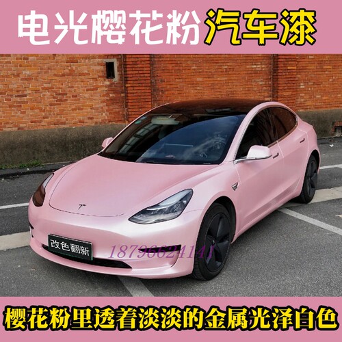 鹦鹉网红电光樱花粉流行色个性改色翻新高亮高硬447喷漆全车套装