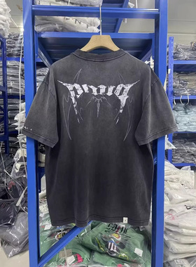 PANQ SPACE Blade Destroyed水洗破坏刀割印花宽松高街短袖T恤