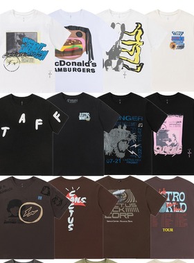 Travis Scott Cactus Jack发泡印花圆领ts短袖高街嘻哈欧美T恤潮