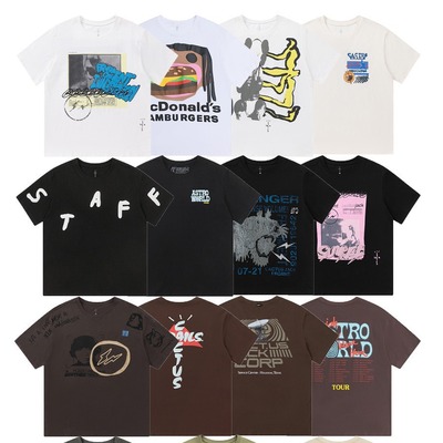 Travis Scott Cactus Jack发泡印花圆领ts短袖高街嘻哈欧美T恤潮