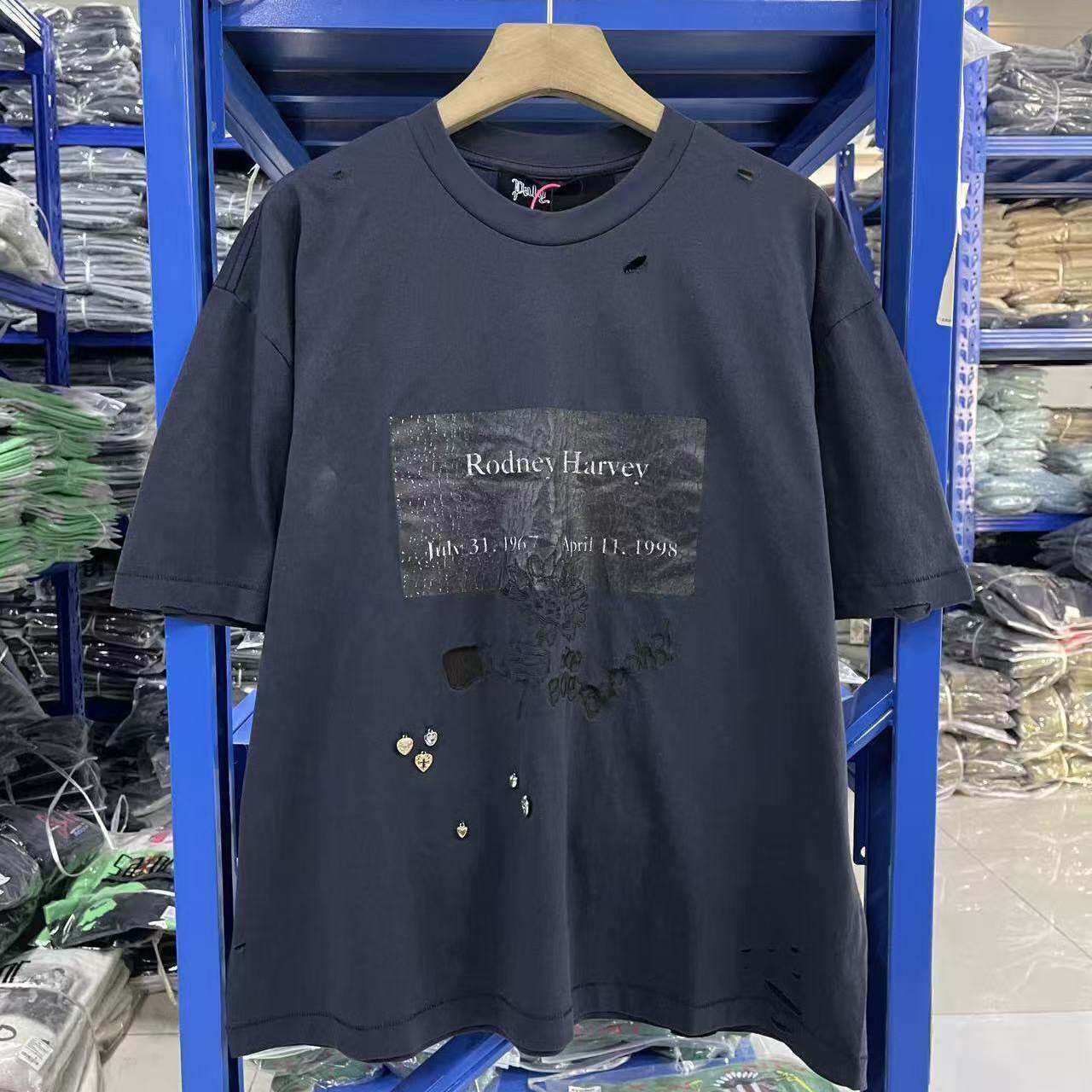 pengiri同款paly hollywood标语印花T恤勋章刺绣宽松复古男女短袖