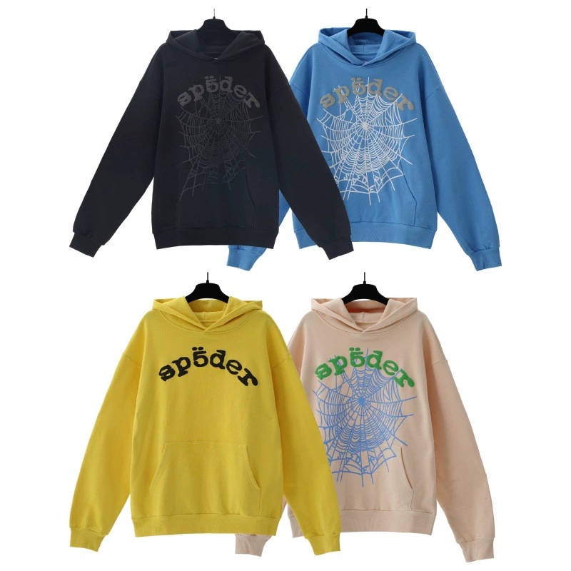蜘蛛网字母发泡印花连帽卫衣