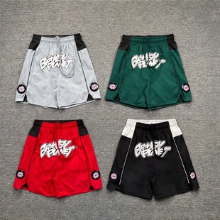 broken planet美式拼接撞色字母印花短裤男女宽松休闲沙滩裤夏季