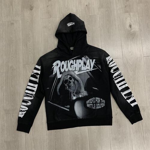 RoughPlay白墨直喷烫钻卫衣