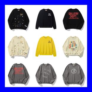 Gallery Dept卫衣泼墨涂鸦烫金字母高街复古水洗做旧长袖套头衫男