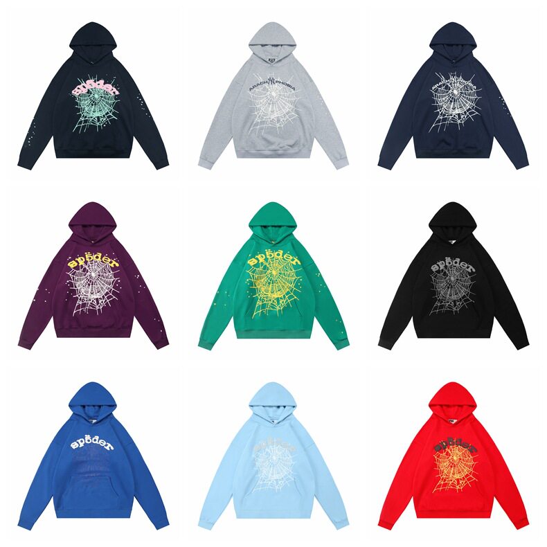 sp5der美潮55555蜘蛛网印花卫衣