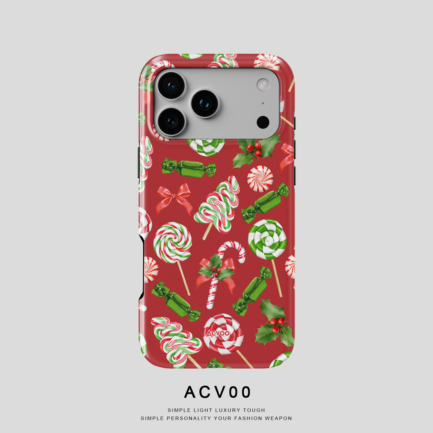 Acvoo彩虹棒棒糖蝴蝶结复古红色iPhone16Promax保护15适用于苹果14手机壳13防摔壳12不褪色环保可水洗全包