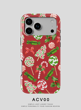 Acvoo彩虹棒棒糖蝴蝶结复古红色iPhone16Promax保护15适用于苹果14手机壳13防摔壳12不褪色环保可水洗全包